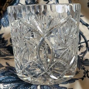 Cut Crystal Ice Bucket or Vase or Kitchen Utensil Holder - Clear Leaded Glass